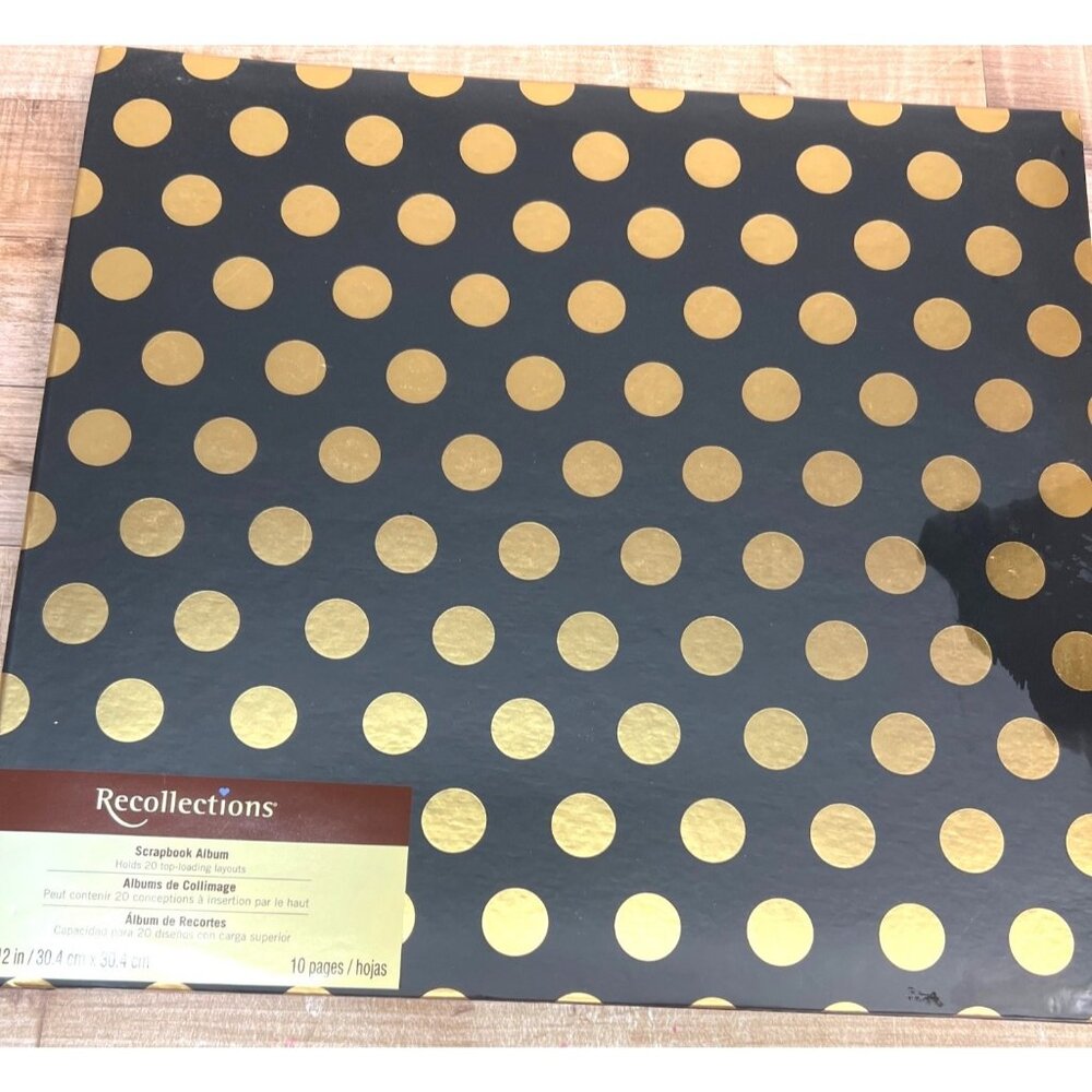 NIP Recollections 12 x 12 Scrapbook Blank & Gold Dot Theme